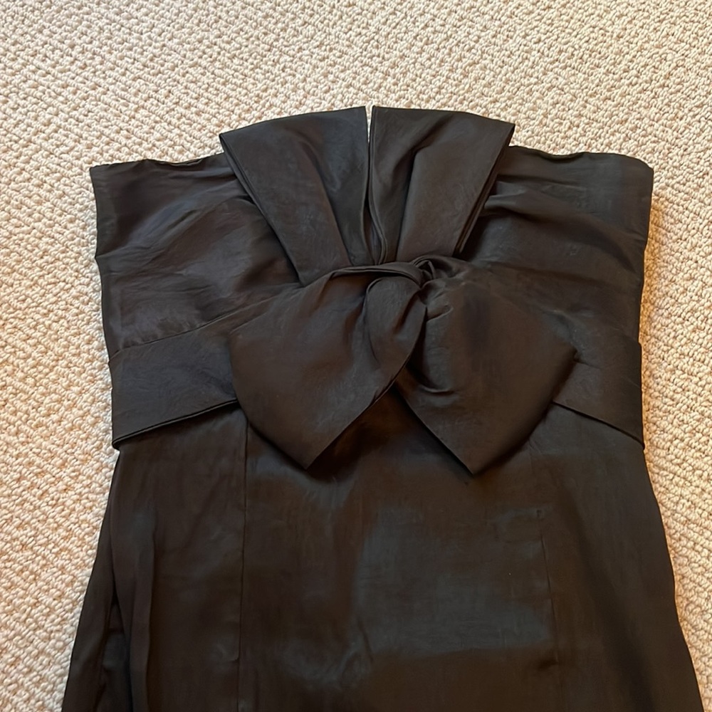 Boutique Strapless Little Black Dress with Bow Detail